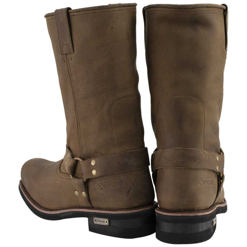 Xelement 1556 Men's 'Crazy Horse' Brown Leather Harness Motorcycle Boots