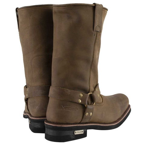 Xelement 1556 Men's 'Crazy Horse' Brown Leather Harness Motorcycle Boots