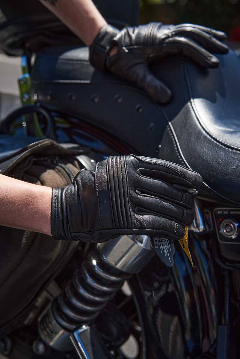 Milwaukee Leather MG7536 Men's Black Leather Gel Palm Motorcycle Gloves w/ Flex Knuckles and Cool-Tec Treatment