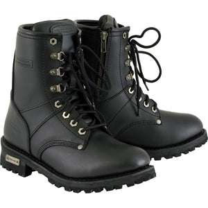 Xelement 2446 Women's 'Vigilant' Black Leather Logger Boots with Inside Zipper