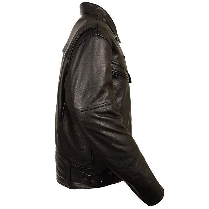 Milwaukee Leather MLM1570 Men's Black Leather Motorcycle Jacket with Side Set Buckles and Gun Pocket - Milwaukee Leather Mens Leather Jackets