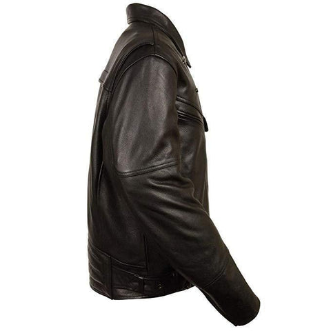 Milwaukee Leather MLM1570 Men's Black Leather Motorcycle Jacket with Side Set Buckles and Gun Pocket - Milwaukee Leather Mens Leather Jackets