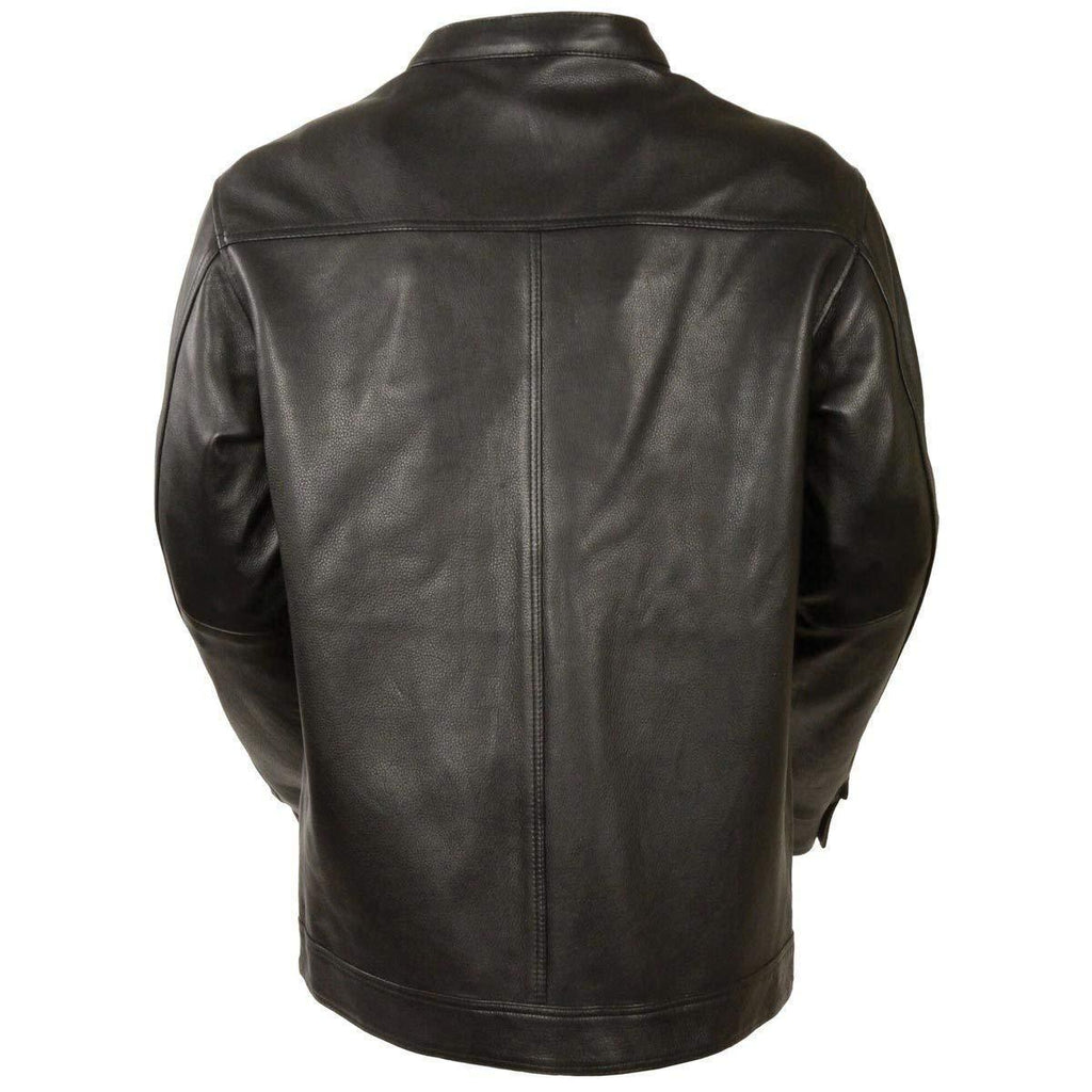 Milwaukee Leather MLM1610 Men's Club Style Black Casual Biker Leather Shirt with Dual Closure