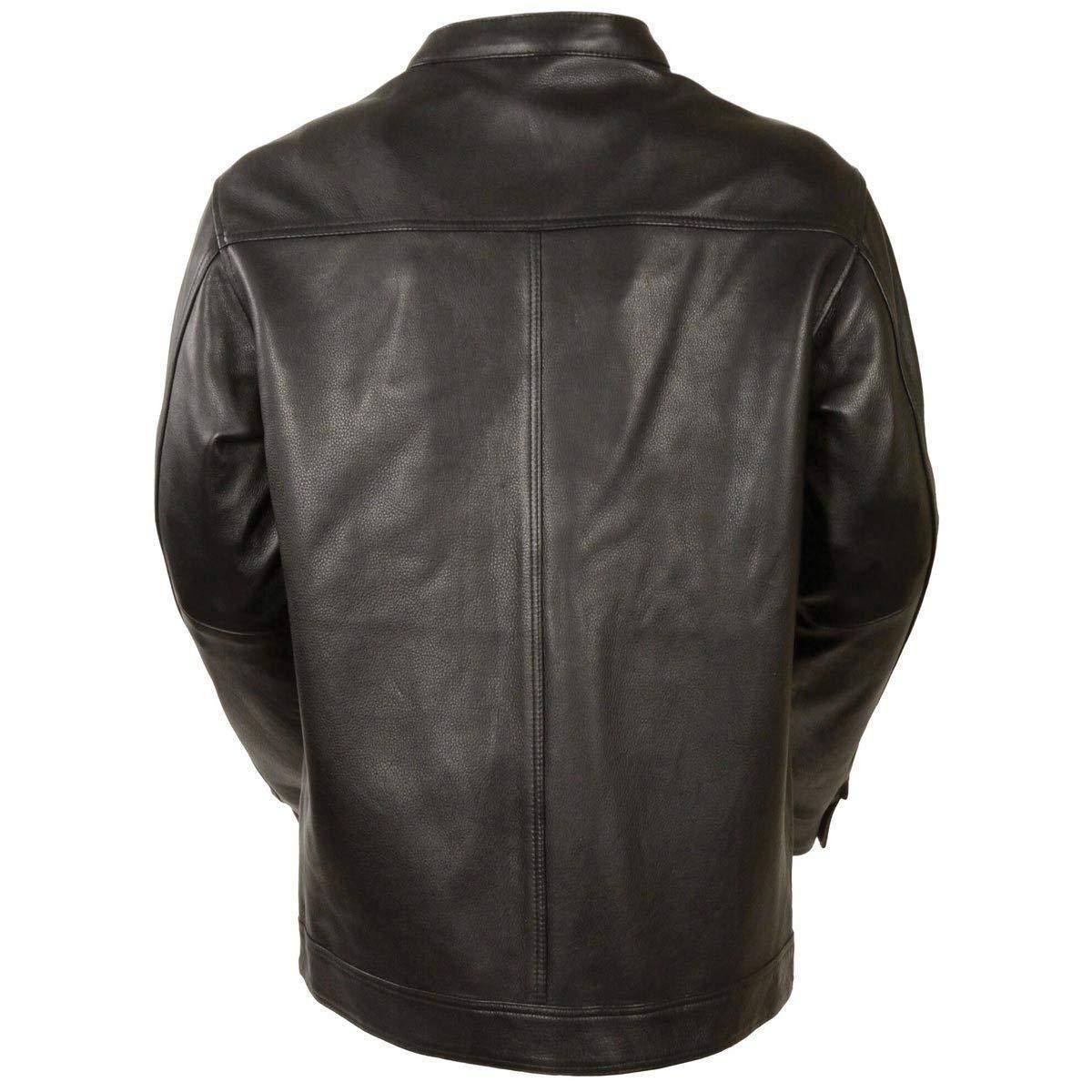 Milwaukee Leather MLM1610 Men's Club Style Black Casual Biker Leather Shirt with Dual Closure