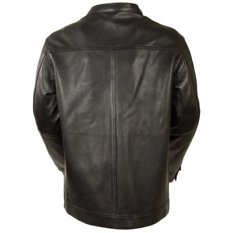 Milwaukee Leather MLM1610 Men's Club Style Black Casual Biker Leather Shirt with Dual Closure