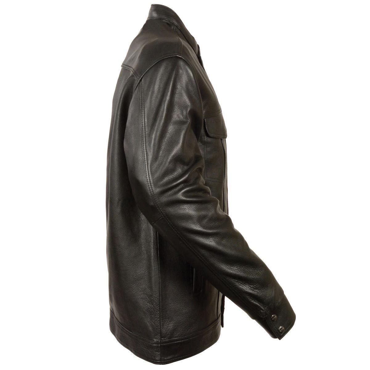 Milwaukee Leather MLM1610 Men's Club Style Black Casual Biker Leather Shirt with Dual Closure