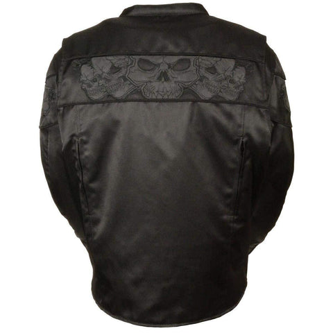Milwaukee Leather MPM1730 Men's Black Textile Jacket with Reflective Skulls and Gun Pocket with Gun Pockets - Milwaukee Leather Mens Textile Jackets
