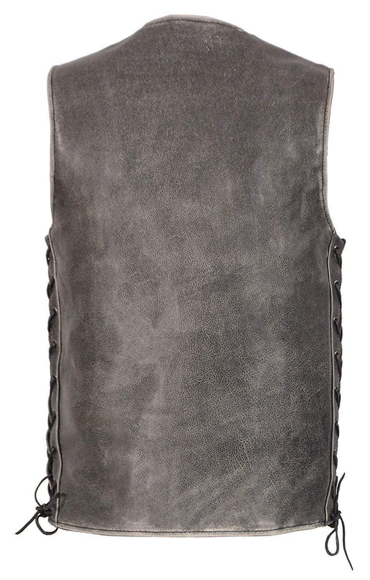Distressed grey sales leather vest
