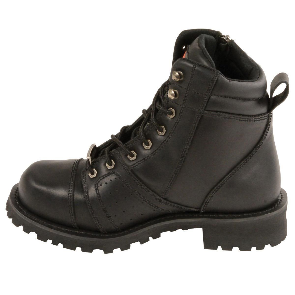Milwaukee Leather MBM9000W Mens Lace-Up Wide Width Black Leather Boots with Side Zipper Entry - Milwaukee Leather Mens Boots