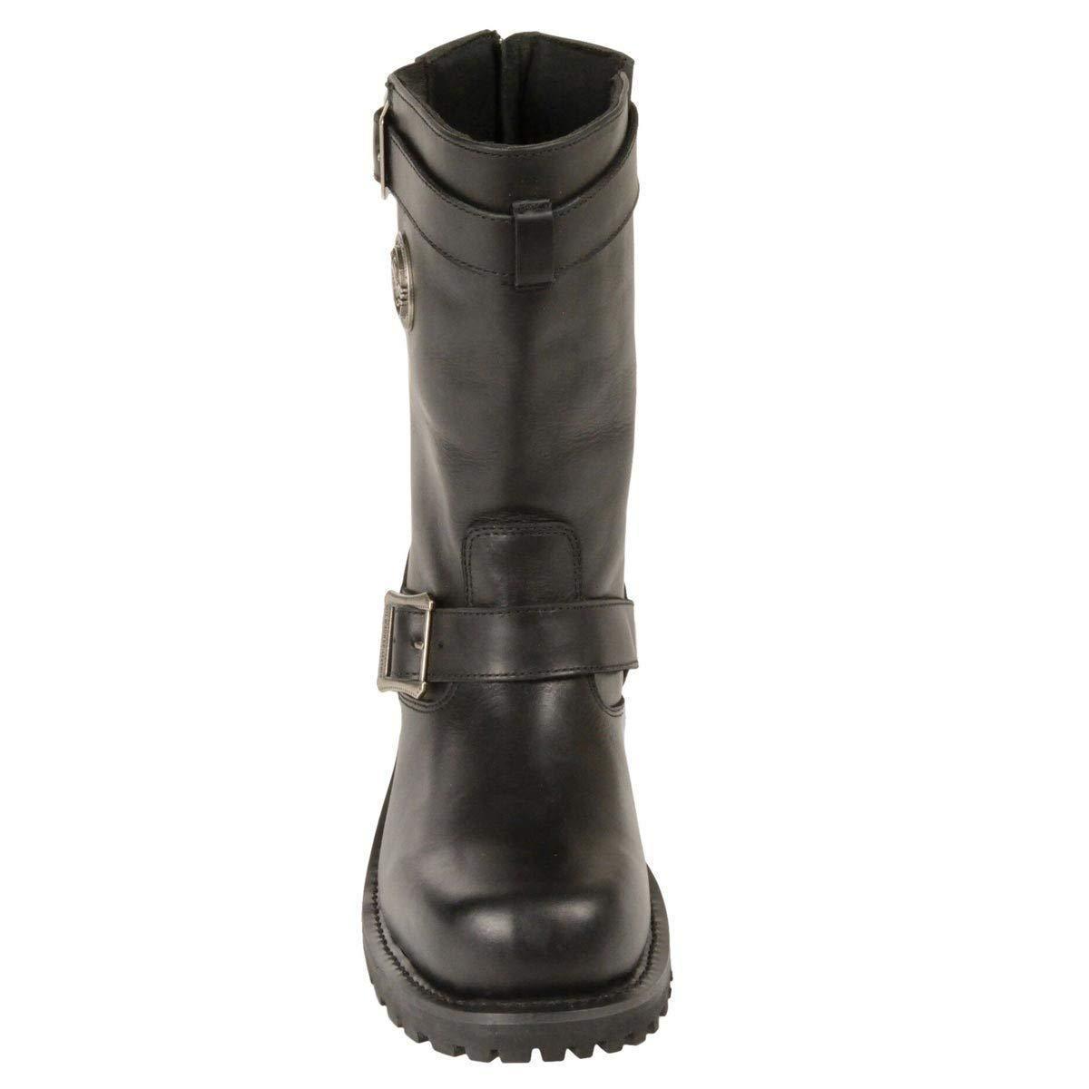 Milwaukee Leather MBM9020W Mens Wide Width Black 11 Inch Classic Engineer Motorcycle Leather Boots - Milwaukee Leather Mens Boots