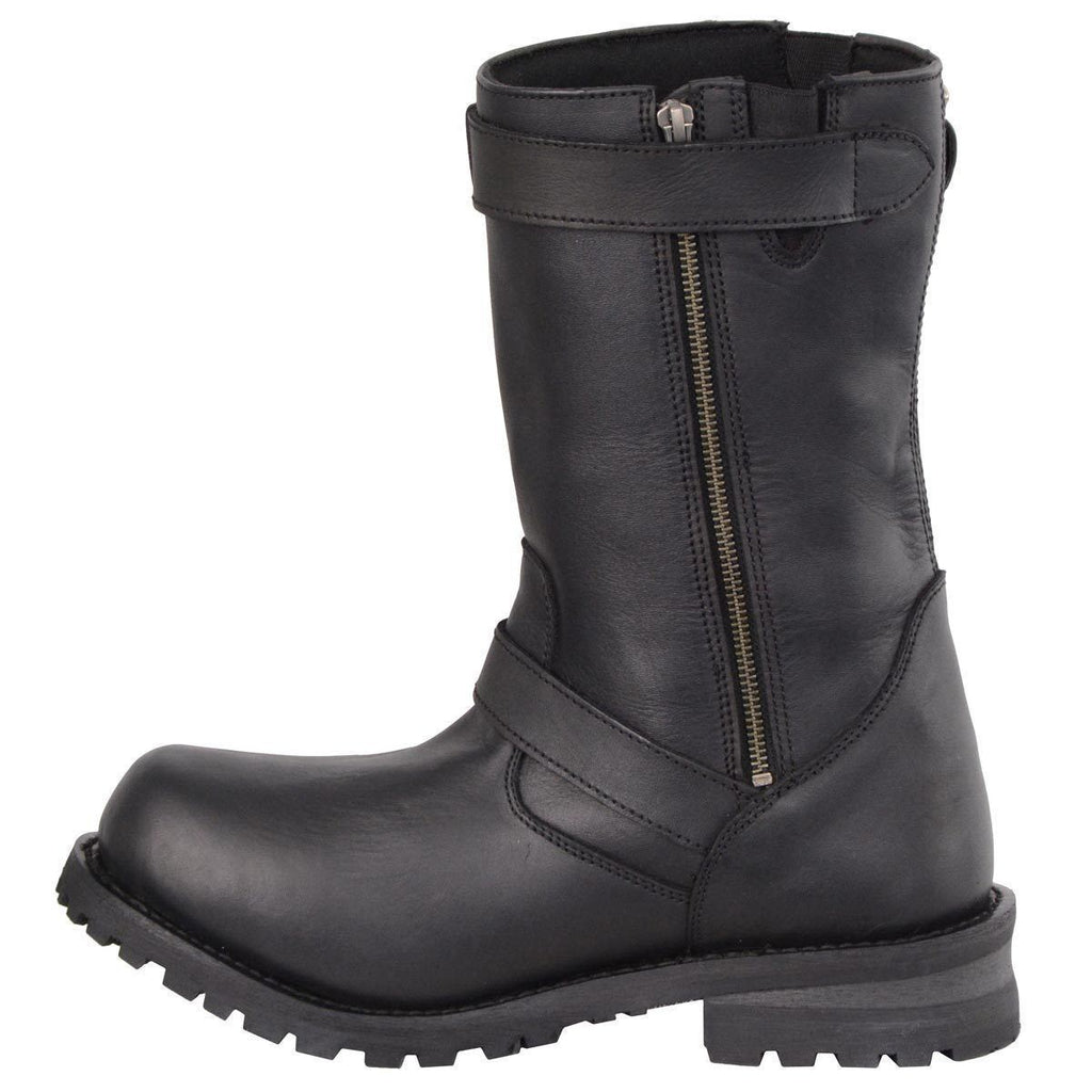 Milwaukee Leather MBM9020W Mens Wide Width Black 11 Inch Classic Engineer Motorcycle Leather Boots - Milwaukee Leather Mens Boots