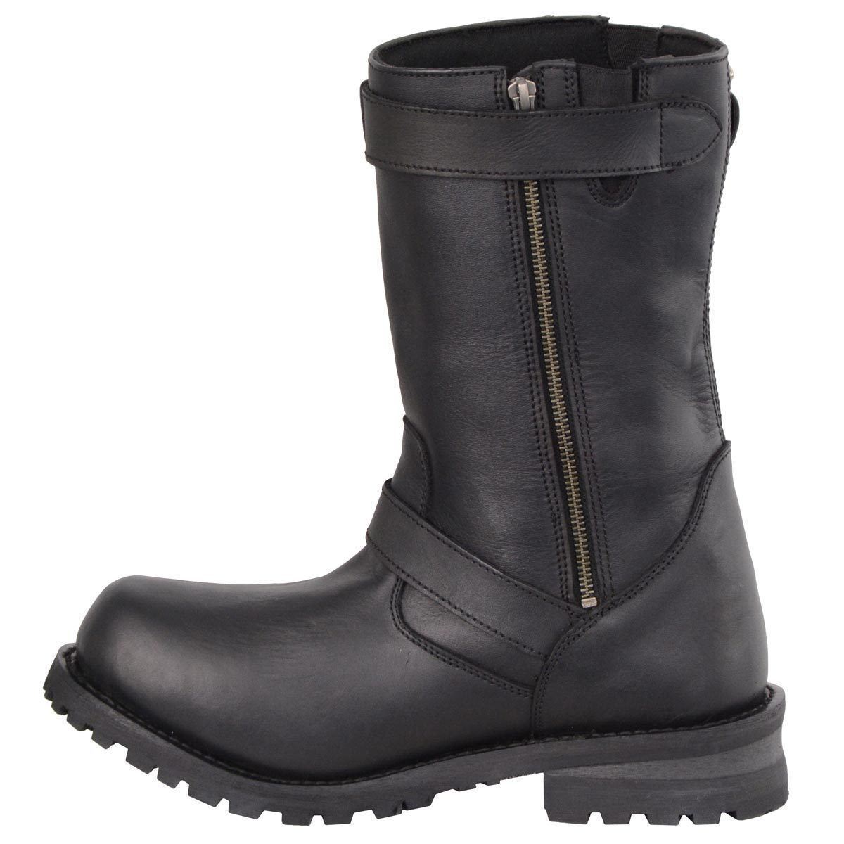 Milwaukee Leather MBM9020W Mens Wide Width Black 11 Inch Classic Engineer Motorcycle Leather Boots - Milwaukee Leather Mens Boots
