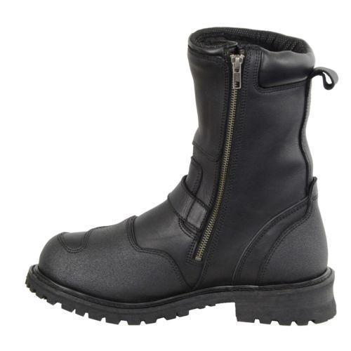 Milwaukee Leather MBM9071WP Mens Wide Width Black 9in Waterproof Engineer Leather Boots with Reflective Piping - Milwaukee Leather Mens Boots