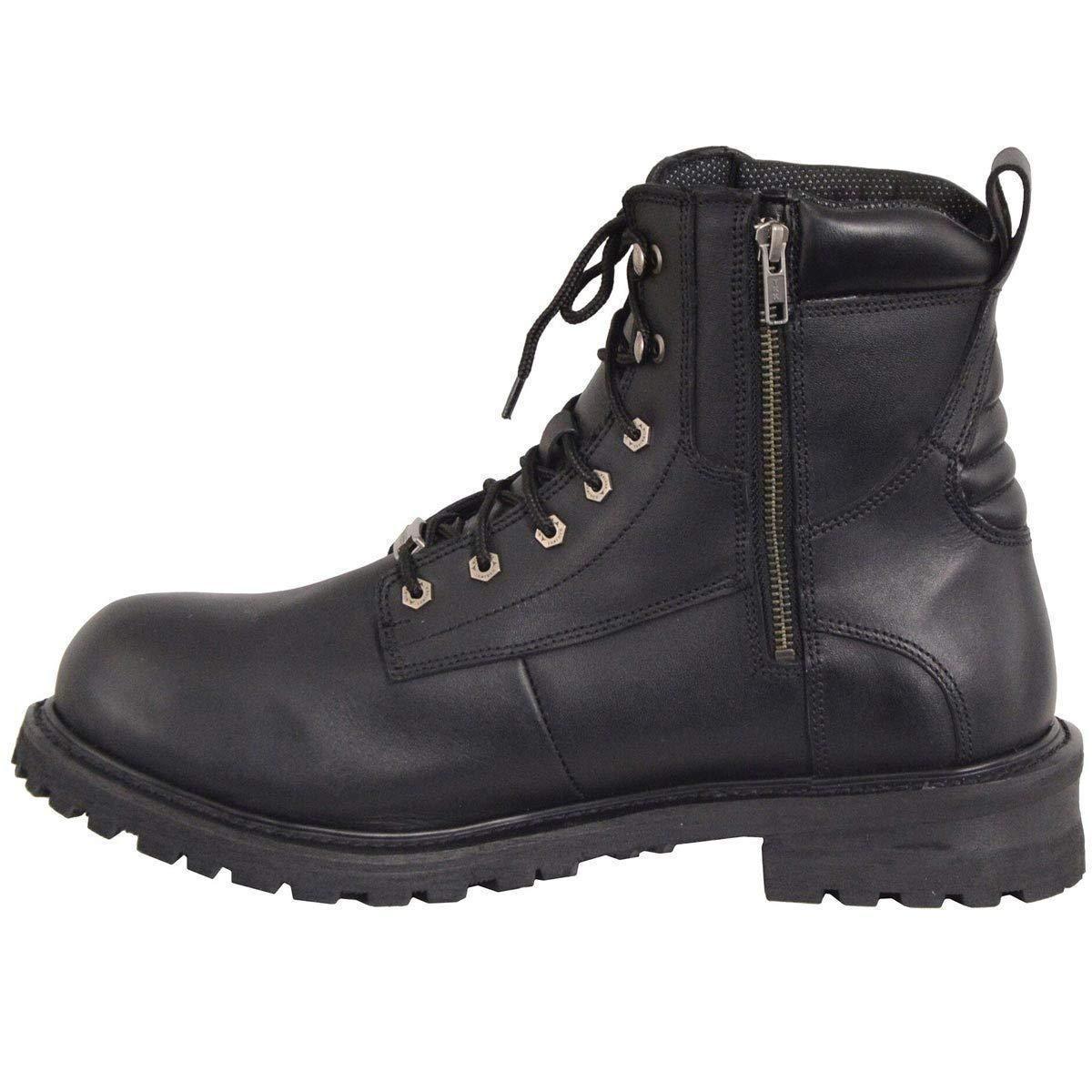 Milwaukee Leather MBM9096WP Mens 6 Inch Lace-Up Wide Width Black Logger Waterproof Leather Boots - Milwaukee Leather Mens Boots