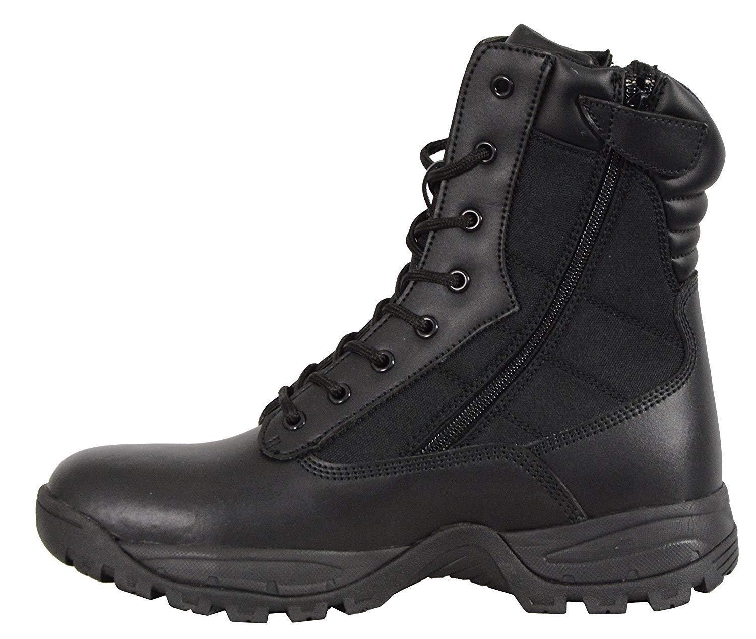 Milwaukee Performance MBM9110 Mens 9in Black Leather Lace-Up Tactical Boots with Side Zippers - Milwaukee Leather Mens Boots