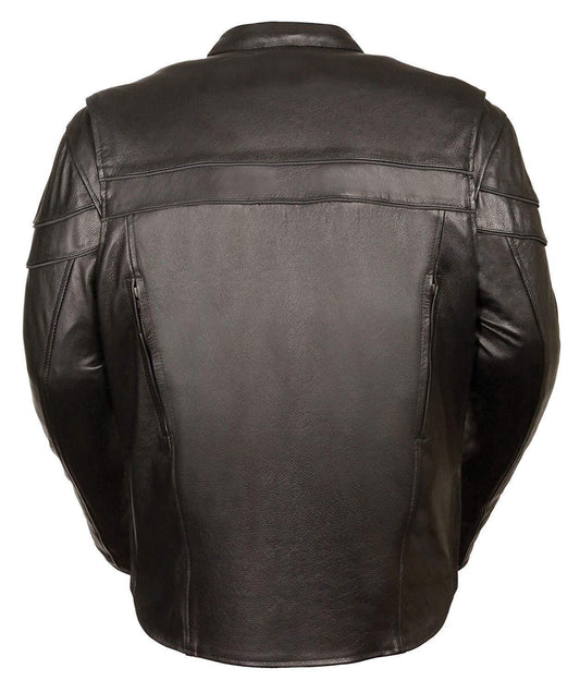 Milwaukee Leather ML1408 Men's Black Sporty Crossover Leather Jacket with Gun Pocket - Milwaukee Leather Mens Leather Jackets