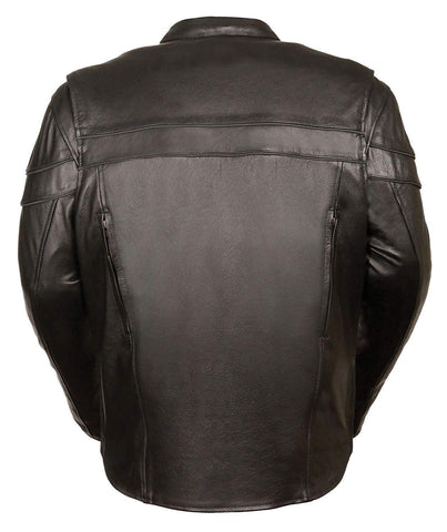 Milwaukee Leather ML1408 Men's Black Sporty Crossover Leather Jacket with Gun Pocket - Milwaukee Leather Mens Leather Jackets