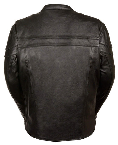 Milwaukee Leather SH1408 Men's Sporty Crossover Vented Black Leather Scooter Jacket with Gun Pocket - Milwaukee Leather Mens Leather Jackets
