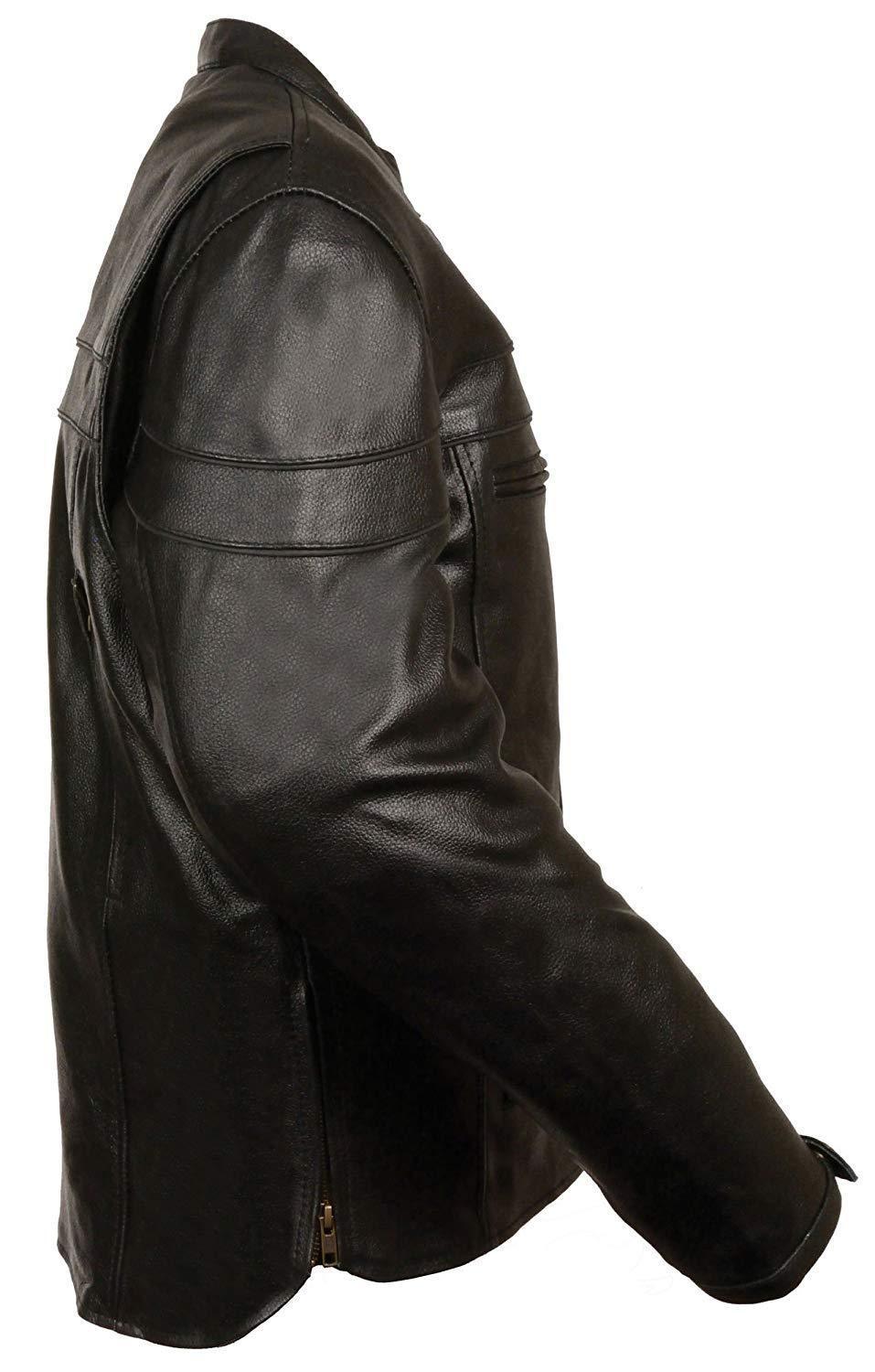 Milwaukee Leather SH1408 Men's Sporty Crossover Vented Black Leather Scooter Jacket with Gun Pocket - Milwaukee Leather Mens Leather Jackets