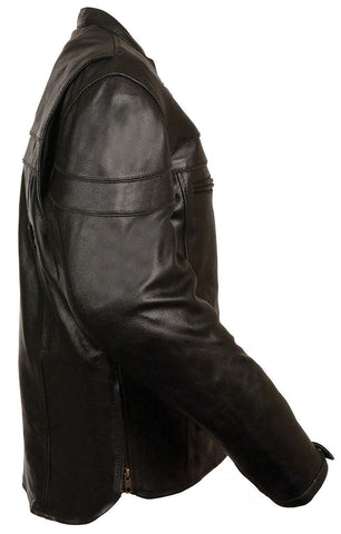Milwaukee Leather SH1408 Men's Sporty Crossover Vented Black Leather Scooter Jacket with Gun Pocket - Milwaukee Leather Mens Leather Jackets