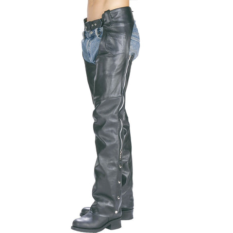 Xelement 7550 'Classic' Black Unisex Leather Motorcycle Riding Chaps ...