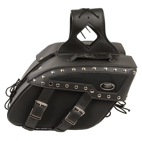 Milwaukee Leather Medium Zip-Off Studded PVC Slanted Throw Over Saddlebag - N/A