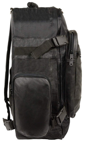 Milwaukee Leather SH540 Medium Size Black Leather and Textile Sissy Bar Back Pack Bag