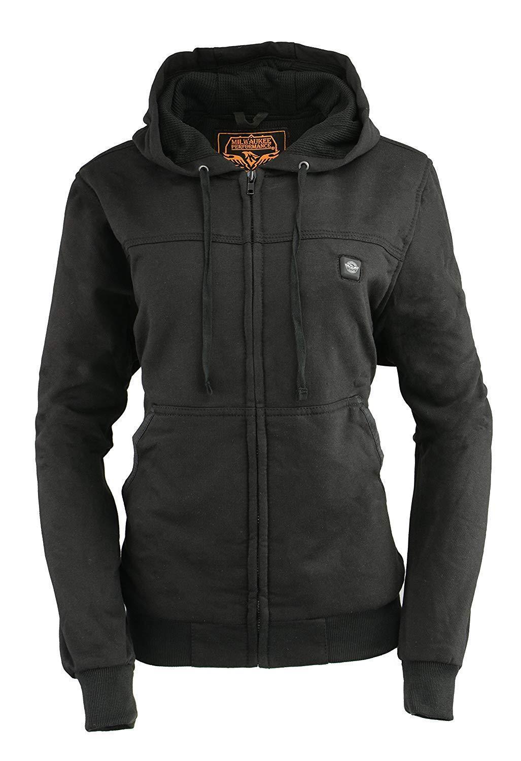 Milwaukee Leather MPL2713SET Women's Black Hoodie with Heating Elements (Battery Pack Included)