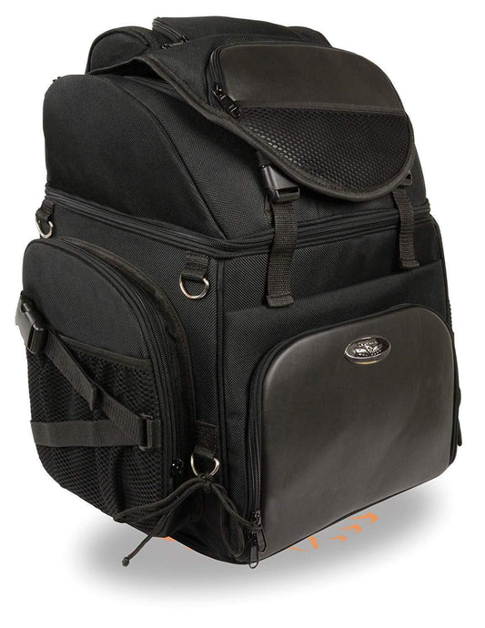 Milwaukee Leather X-689-Bag Large Textile Black Waterproof Touring Motorcycle Bar Back Pack - Black