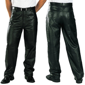 Xelement 860 Men's 'Classic' Black Loose Fit Motorcycle Casual Leather Pants