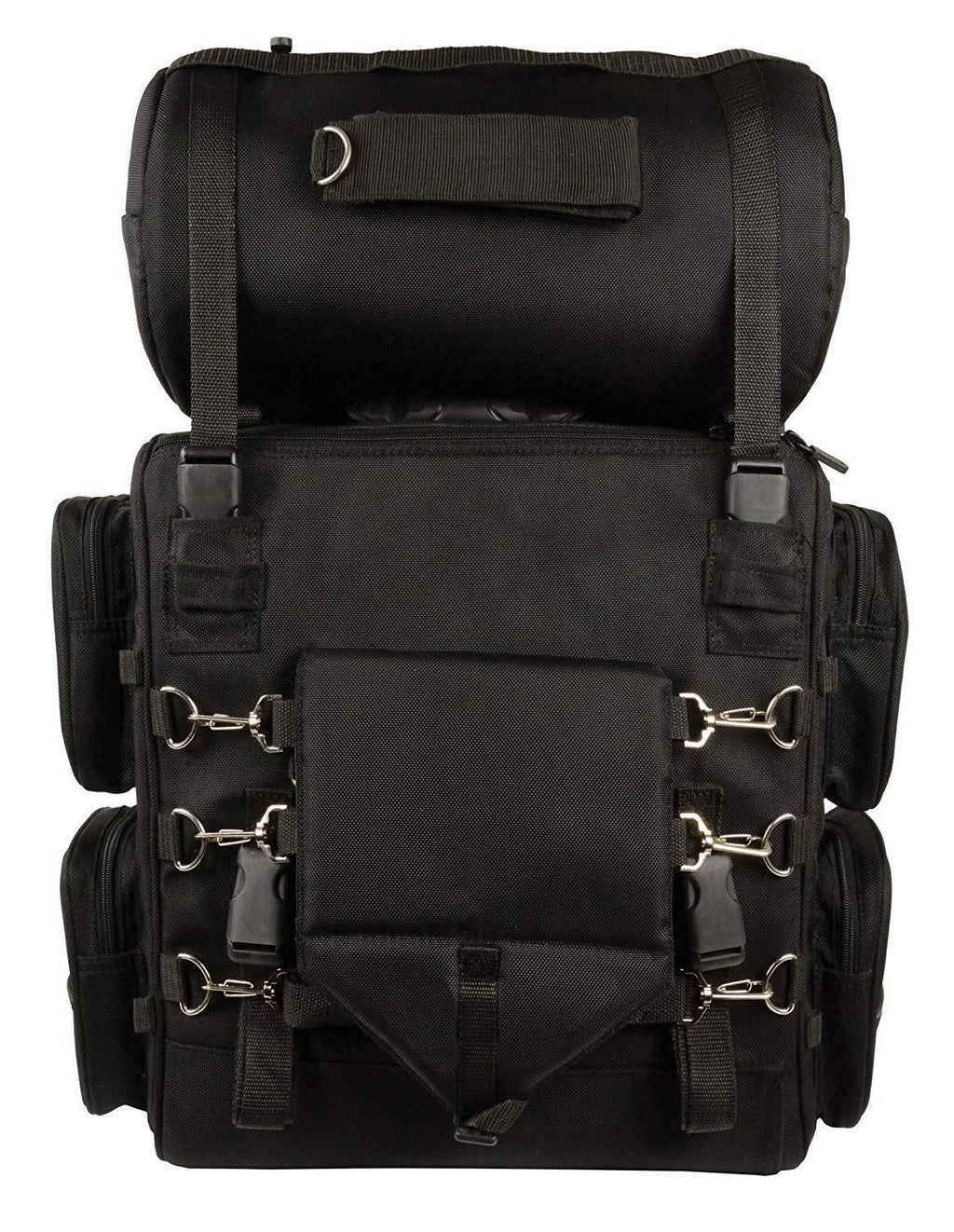 X-680-Bag Motorcycle Large Textile Sissy Bar Travel Bag - Black
