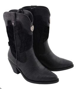 Milwaukee Performance MBL9441 Ladies Black Western Boots with Black Snake Print