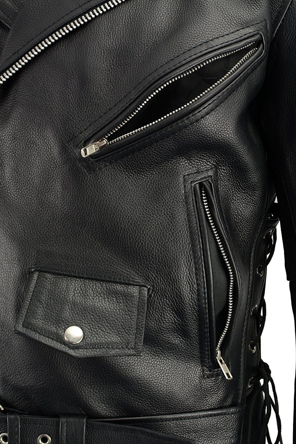 Milwaukee Leather SH1011 Tall Men's Classic Side Lace Police Style Motorcycle Leather Jacket - Milwaukee Leather Mens Leather Jackets