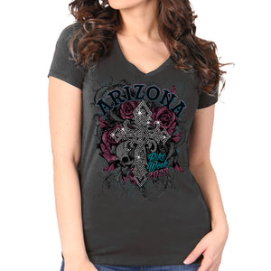 2023 Arizona Bike Week Cross Bling Ladies T-Shirt AZL1441