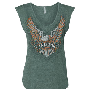 2023 Arizona Bike Week Upwing Eagle Ladies V-Neck Tank Top AZL2428