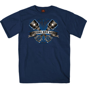 2023 Arizona Bike Week Piston Skull Navy T-Shirt AZM1360