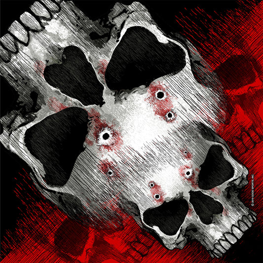Hot Leathers Jumbo Skull Bullet Holes 21" x 21" Bandana BAB1087