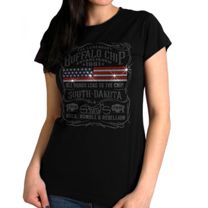 2022 Bling American Flag Ladies T-Shirt