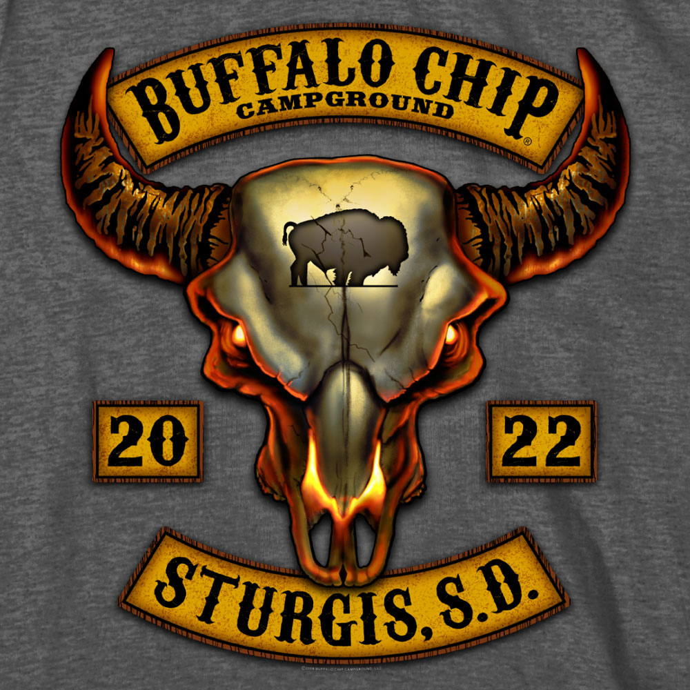Sturgis Buffalo Chip 2022 Rocker Design Charcoal T-Shirt
