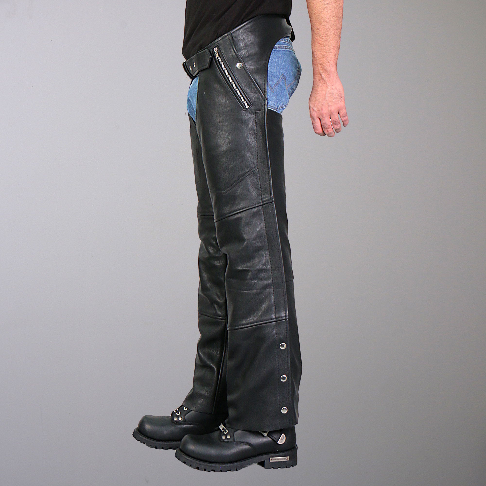 Harley Davidson Black Leather Motorcycle Chaps Trousers for Bikers