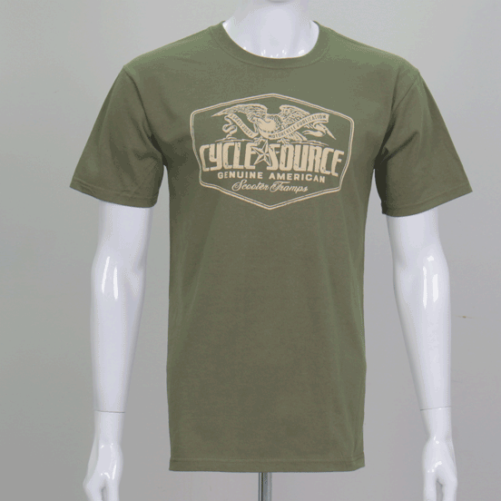 Official Cycle Source Magazine CSM1007 Mens Eagle Military Green T-Shirt