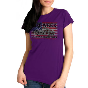 2023 Daytona Beach Bike Week Ladies Purple Bling Bike T-Shirt