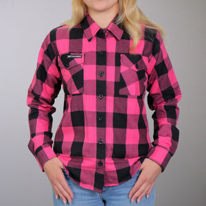 Hot Leathers FLL3005 Ladies Black and Pink Long Sleeve Flannel