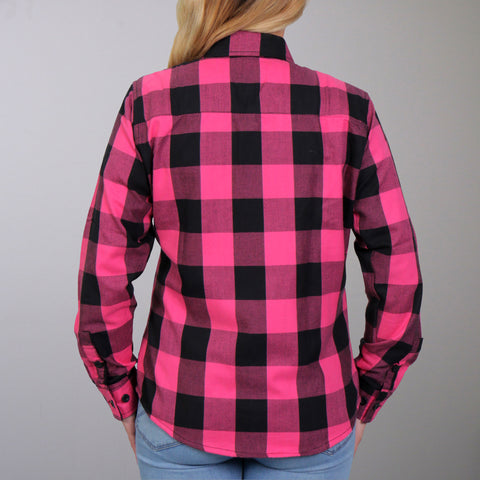 Hot Leathers FLL3005 Ladies Black and Pink Long Sleeve Flannel