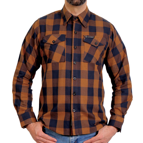 Hot Leathers FLM2016 Men's Brown and Navy-Blue Long Sleeve Flannel
