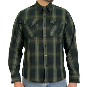 Hot Leathers FLM2018 Men's Black and Green Long Sleeve Flannel