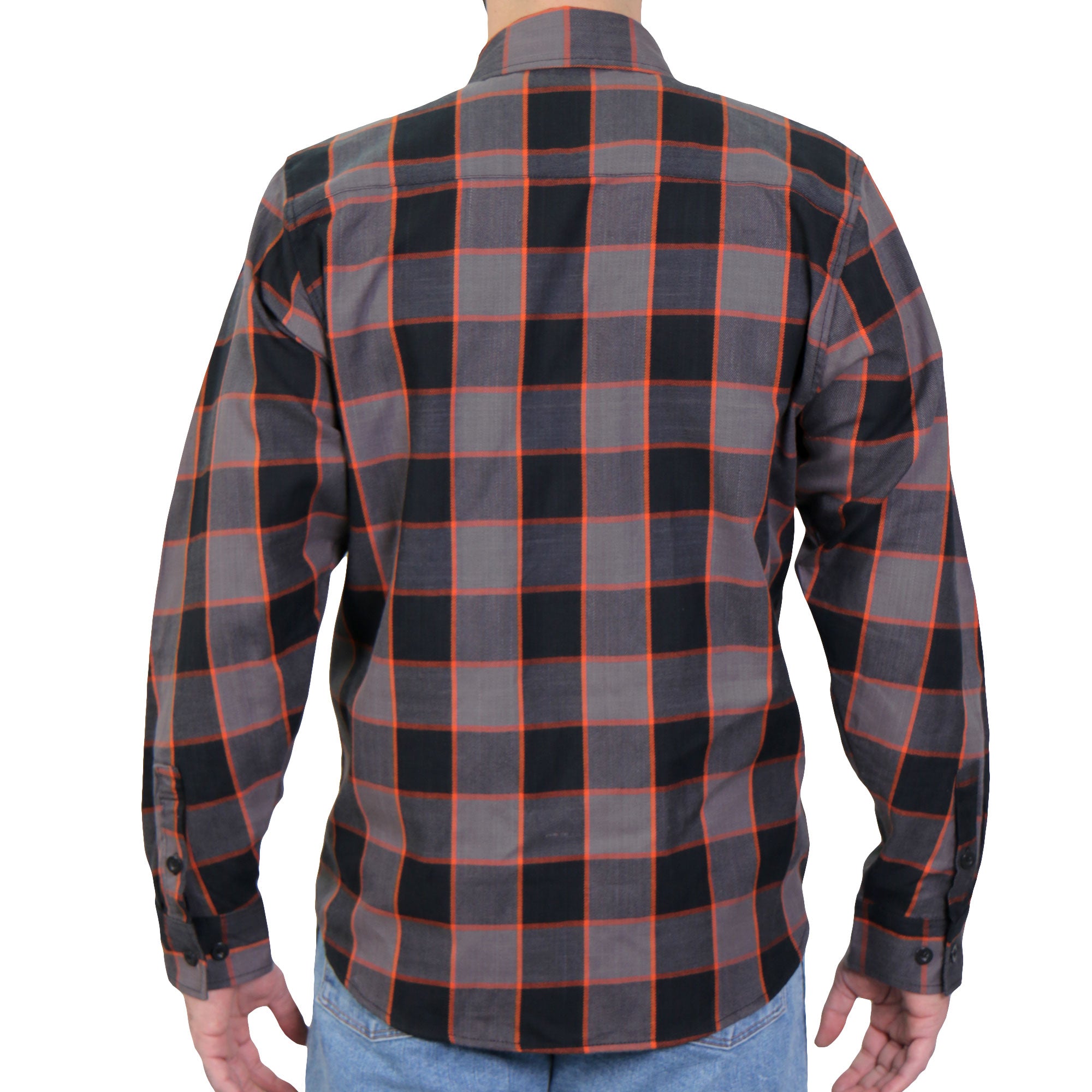Hot Leathers FLM2020 Men's 'Black Gray and Orange' Flannel Long Sleeve Shirt
