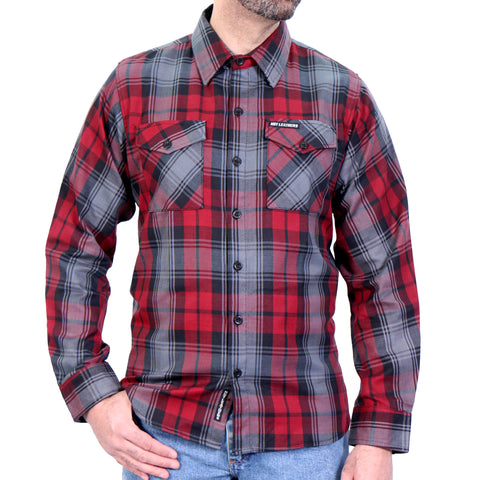 Hot Leathers FLM2022 Men's 'Black, Gray and Red' Flannel Long Sleeve Shirt
