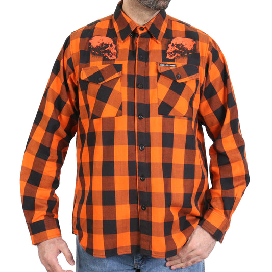 Hot Leathers FLM2108 Men's 'Ancient Skull' Flannel Long Sleeve Shirt