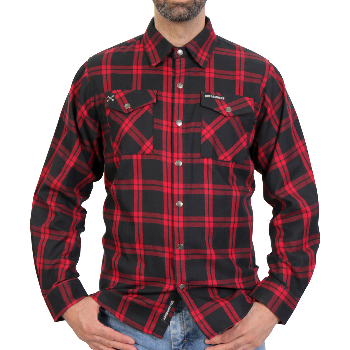 Hot Leathers FLM3001 Men's 'Red and Black' Long Sleeve Flannel